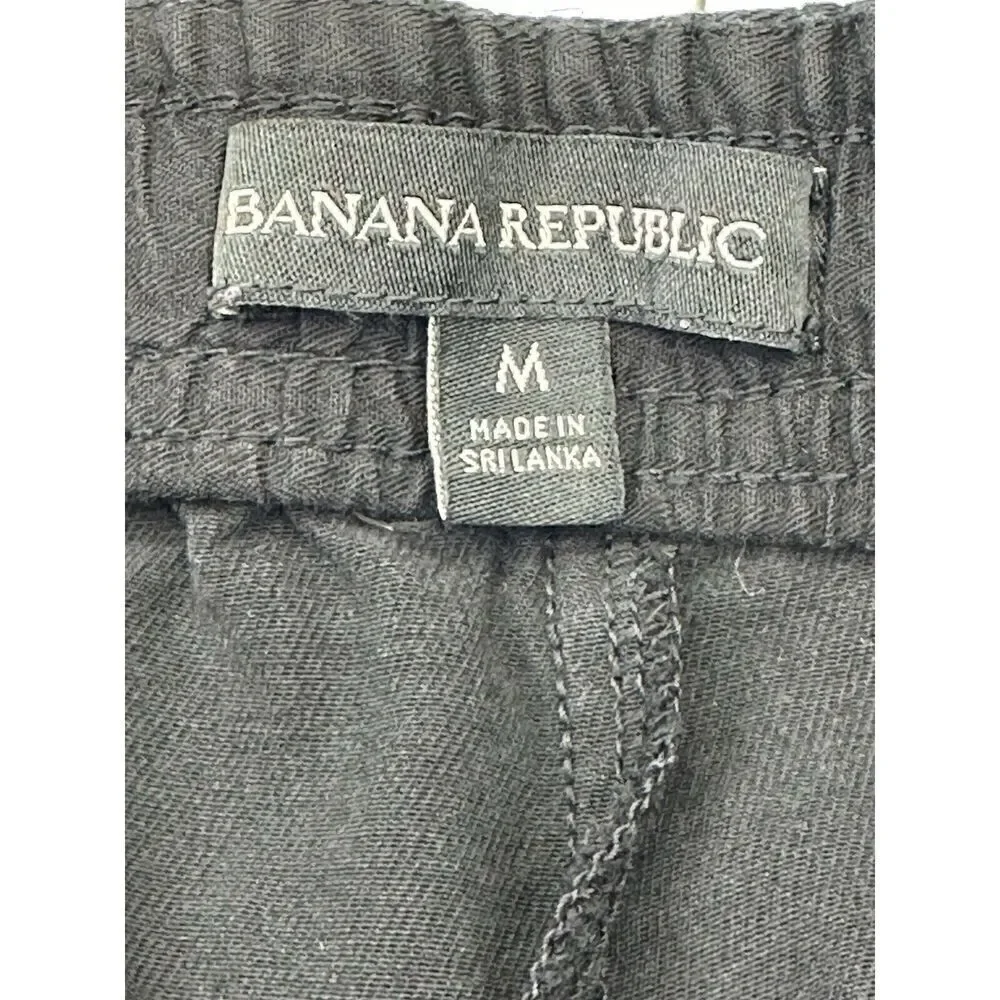 Banana Republic Straight Leg Drawstring Linen Black Pants Women’s Size Medium